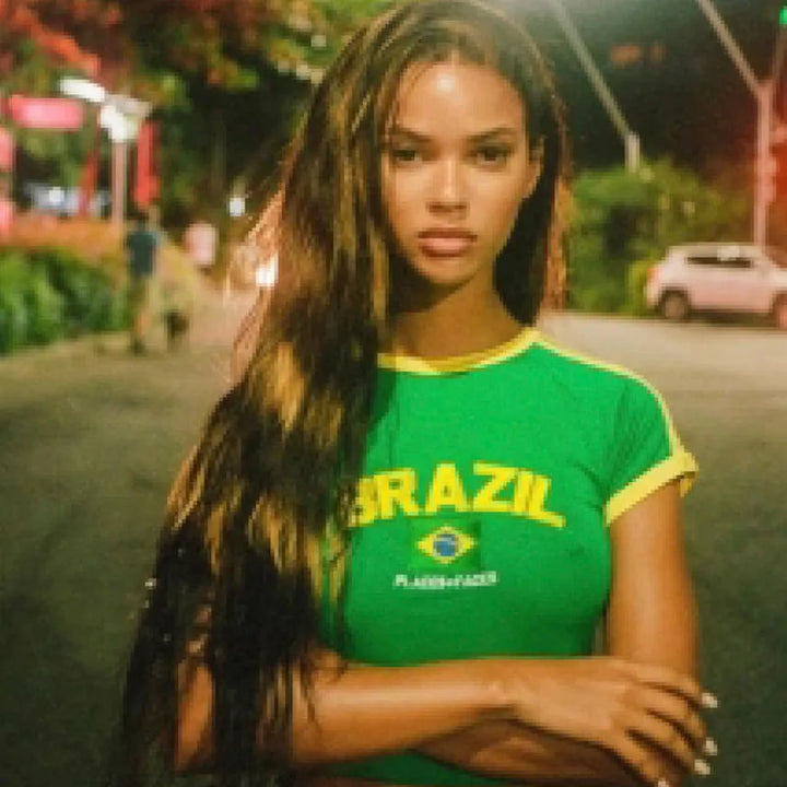 NINTEY+ Brazil World Cup Crop Tee
