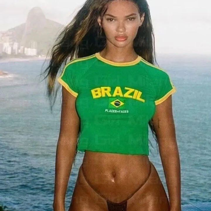 NINTEY+ Brazil World Cup Crop Tee
