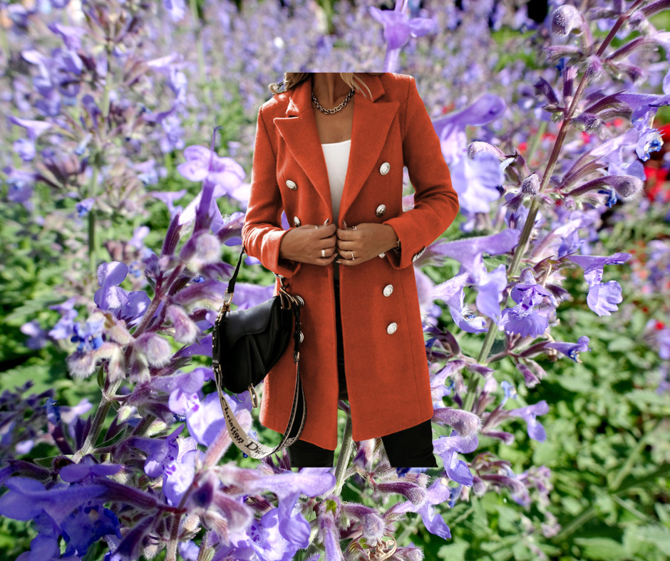 Golden Hour Chic Double-Breasted Coat™